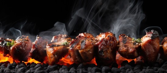 Smoky skewers with charcoal pork