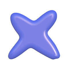 3d abstract y2k element star. Plastic colorful playful doodle shape. 3d vector render.