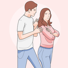 Man apologizing to women, relationship couple in fight