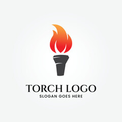 Fire torch logo vector illustration design, line art logo minimalist