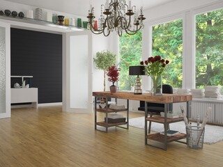 3d rendering of home office
