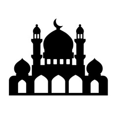 Mosque silhouette vector. Mosque building icon for symbol eid mubarak celebration. Ramadan design graphic in muslim culture and islam religion