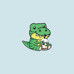 Dinosaur cute drink bubble tea