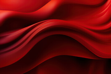 Abstract red background with smooth wavy silk or satin texture. 