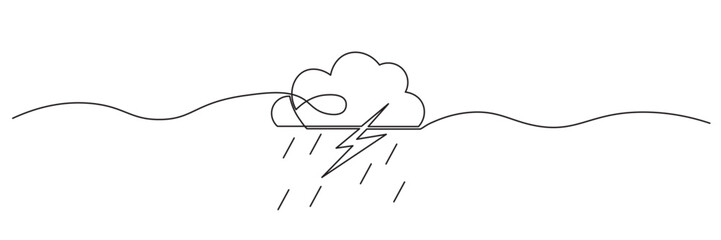 illustration of cloud and sun weather continous one line art