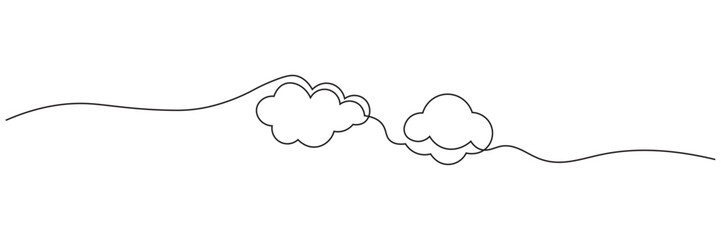 illustration of cloud and sun weather continous one line art