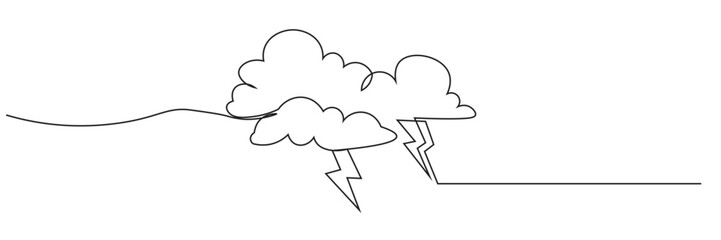 illustration of cloud and sun weather continous one line art