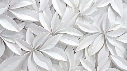 White geometric floral leaves 3d marble texture. Generative Ai. - Powered by Adobe