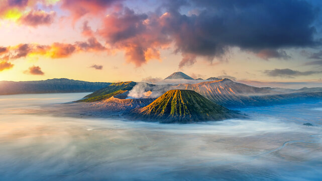 Mount Bromo volcano (Gunung Bromo)in Bromo Tengger Semeru National Park, East Java, Indonesia.