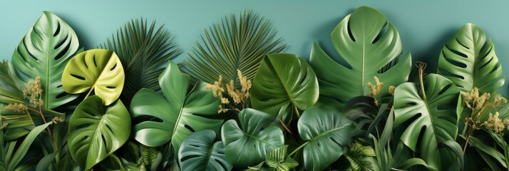 Top View Green Tropical Leaf Shadow , Banner Image For Website, Background abstract , Desktop Wallpaper