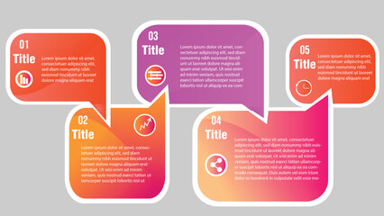 rectangular business infographic template. Vector illustration with 5 options, steps or sections