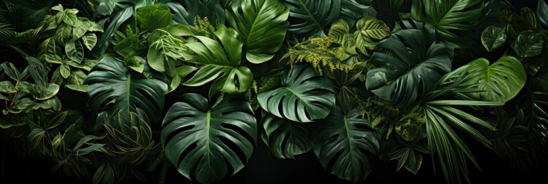 Nature Leaves Green Tropical Forest Backgound , Banner Image For Website, Background abstract , Desktop Wallpaper