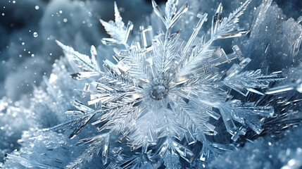 Crystal - like snowflakes adorning a frost - covered landscape