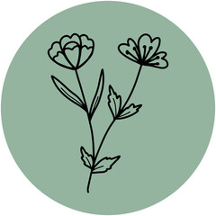 aesthetic floral outline illustration that can be used as a sticker or ornament on social media