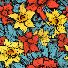 Daffodil Seamless pattern floral background