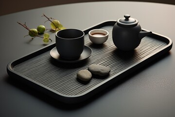 designer tea tray created from black stone