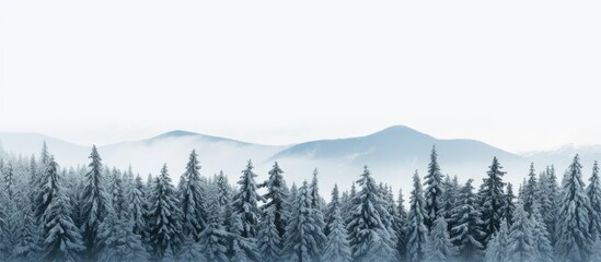 Snow covered mountain with pine trees