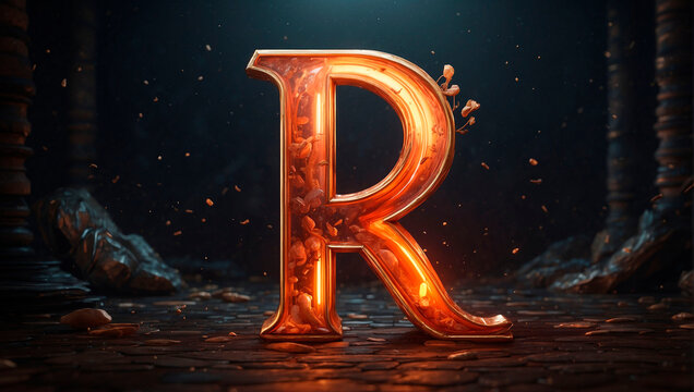 Letter "R" 3d image of a letter. Generative AI