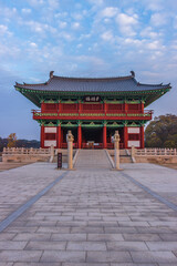 Gyeongju, South Korea - November 20 2022 "Woljeong Bridge during the sunrise"