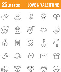 Love & Valentine Line Icon Set