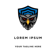 owl shield vector logo design