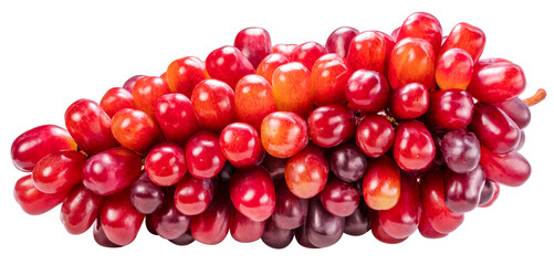 Red Grape  on white background, Red grape or Red shine muscat grape with leaf isolste on white PNG File.