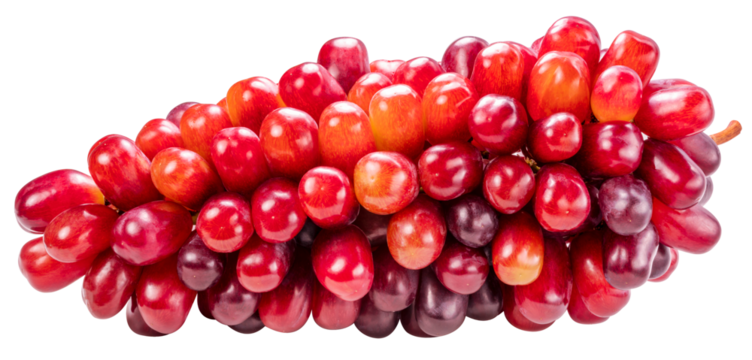 Red Grape  on white background, Red grape or Red shine muscat grape with leaf isolste on white PNG File.