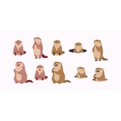 Groundhog Flat Illustration
