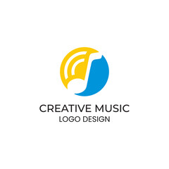 Simple Music Note Logo Vector Icon Illustration