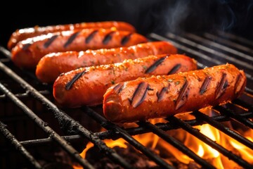 grilled hot links with smoke rising