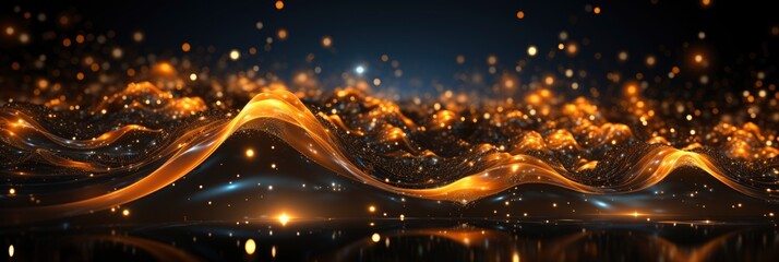 Digital Wave Many Dots Particles Abstract , Banner Image For Website, Background abstract , Desktop Wallpaper