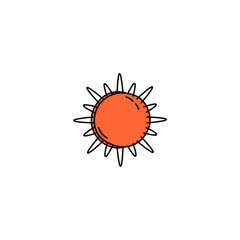 sunset hand drawn element vector line
