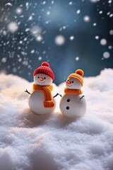 two little snowman standing next to each other