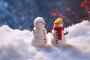 two little snowman standing next to each other