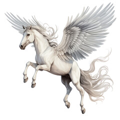 Pegasus horse with wings flying up - obrazy, fototapety, plakaty