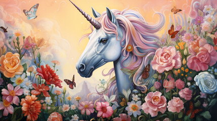 Obraz na płótnie Canvas A painting of a unicorn