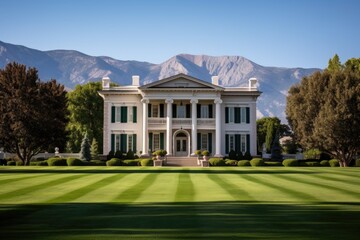 italianate with belvedere against a mountainous backdrop
