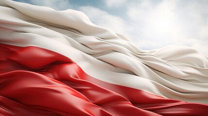 Poland flag. Polish flag. Polish flag blowing in the wind. Independence Day and National Day,...