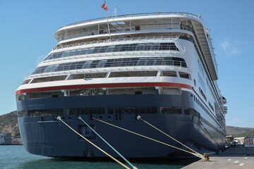 Classic cruiseship or cruise ship liner Bolette in port of Cartagena Espana, Spain gateway in...