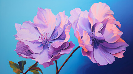 Fototapeta na wymiar A painting of two pink flowers
