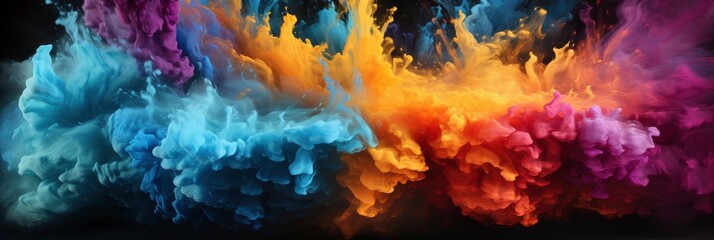 Fototapeta na wymiar Colored Powder Explosion Paint Holi Colorful , Banner Image For Website, Background abstract , Desktop Wallpaper