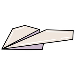 Paper airplane, school cartoon stationery, educational creativity supplies.Back to school theme design. Isolated on transparent background. Back to school vector illustration