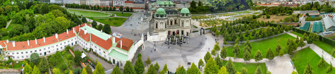 Belvedere Castle aerial panoramic view in Vienna, Austria