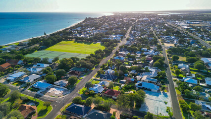 Aerial view of Busselton at sunrise, Western Australia