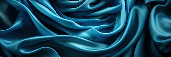 Dark Blue Silk Satin Soft Folds , Banner Image For Website, Background abstract , Desktop Wallpaper