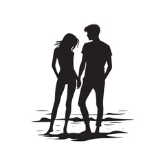 Graceful Couple Silhouette in Black - A Minimalist Vector Rendering of Two Figures, Evoking Romance and Togetherness, Suitable for Stock and Creative Projects