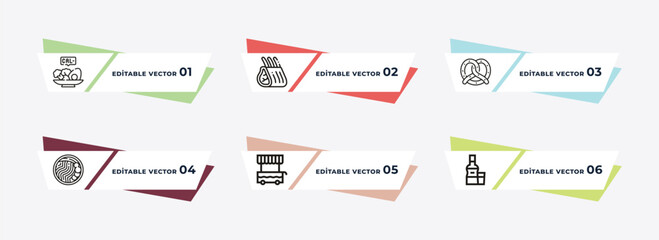 calories, chop, polvoron, winter melon soup, slotted spoon, alcoholic drinks outline icons. editable vector from food concept.