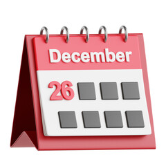 3D Illustration of Calendar Date for Boxing Day Celebration