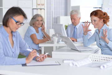 business people working at desk in office