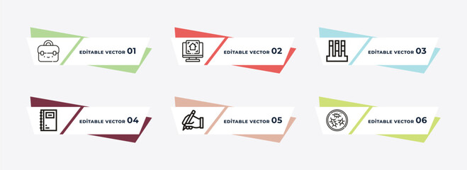 lunchbox, 3d de, communicating vessels, school agenda, write by hand, parasites outline icons. editable vector from education concept.